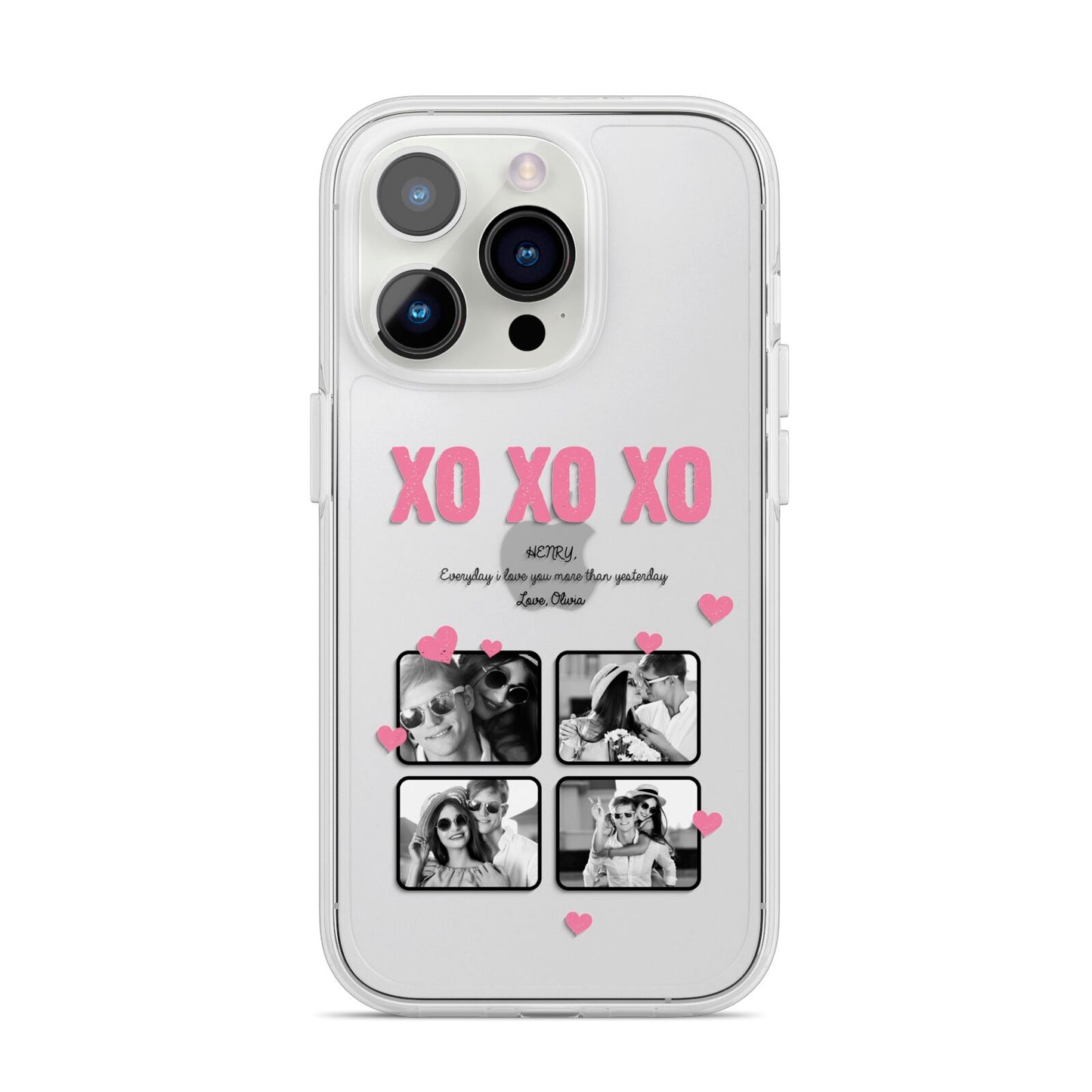 Valentines Day Photo Collage iPhone 14 Pro Clear Tough Case Silver