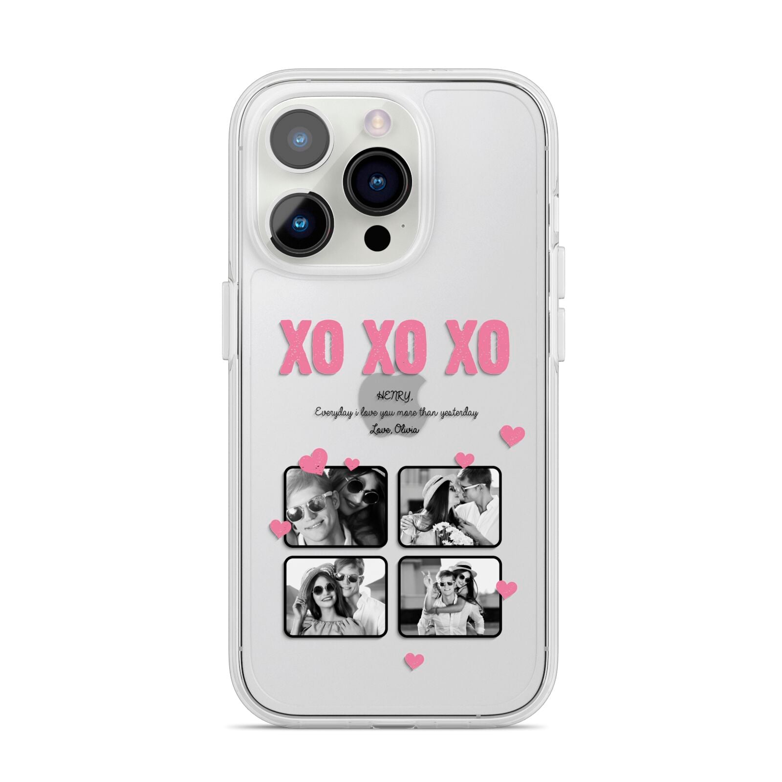 Valentines Day Photo Collage iPhone 14 Pro Clear Tough Case Silver