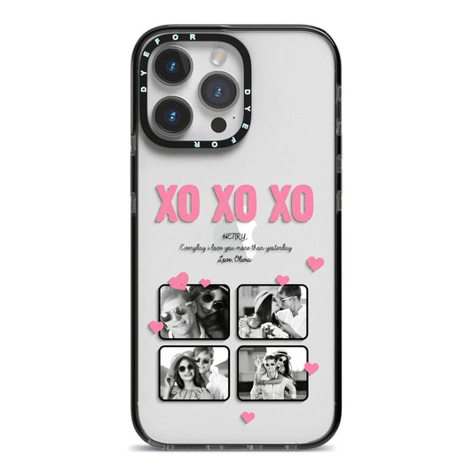 Valentines Day Photo Collage iPhone 14 Pro Max Black Impact Case on Silver phone