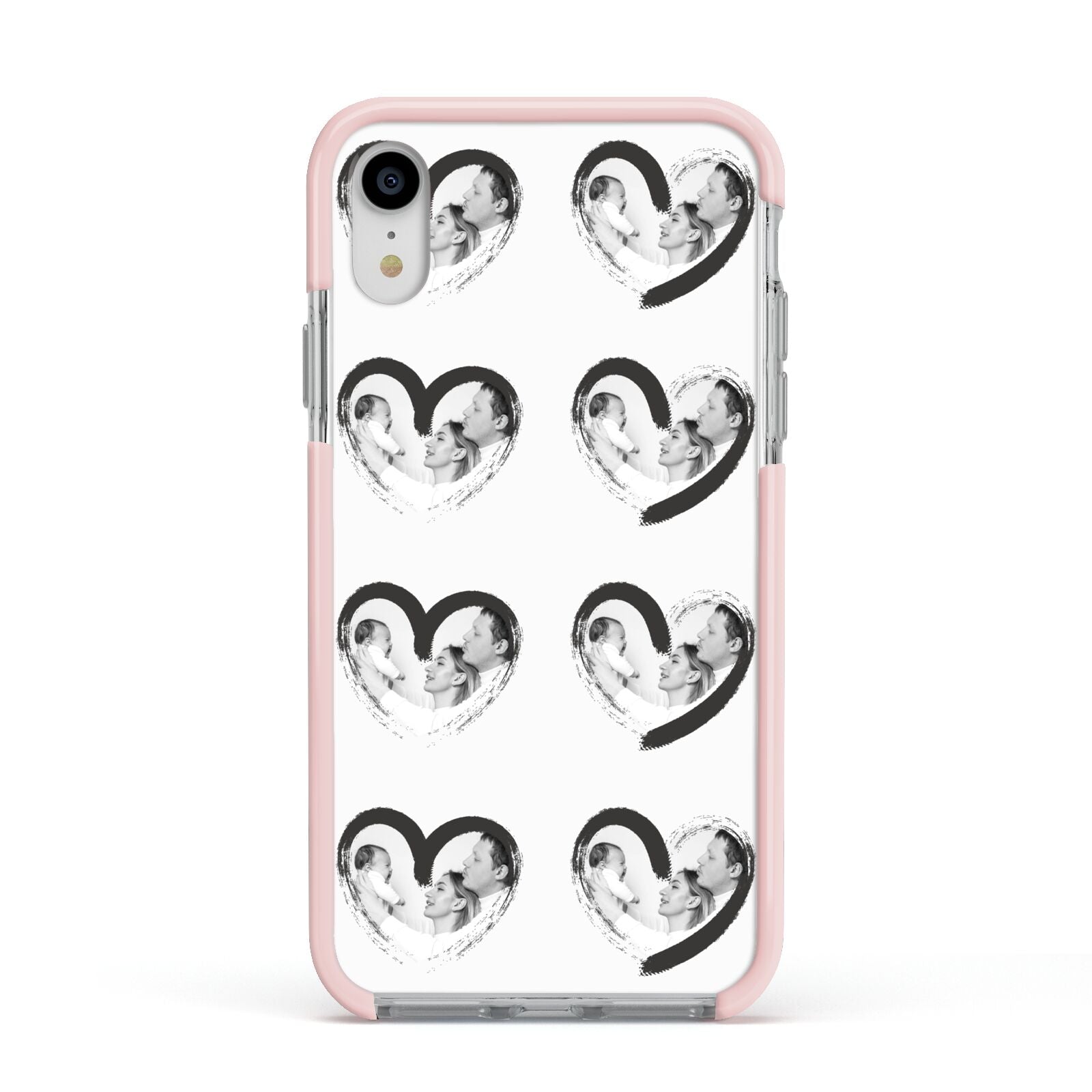 Valentines Day Photo Personalised Apple iPhone XR Impact Case Pink Edge on Silver Phone