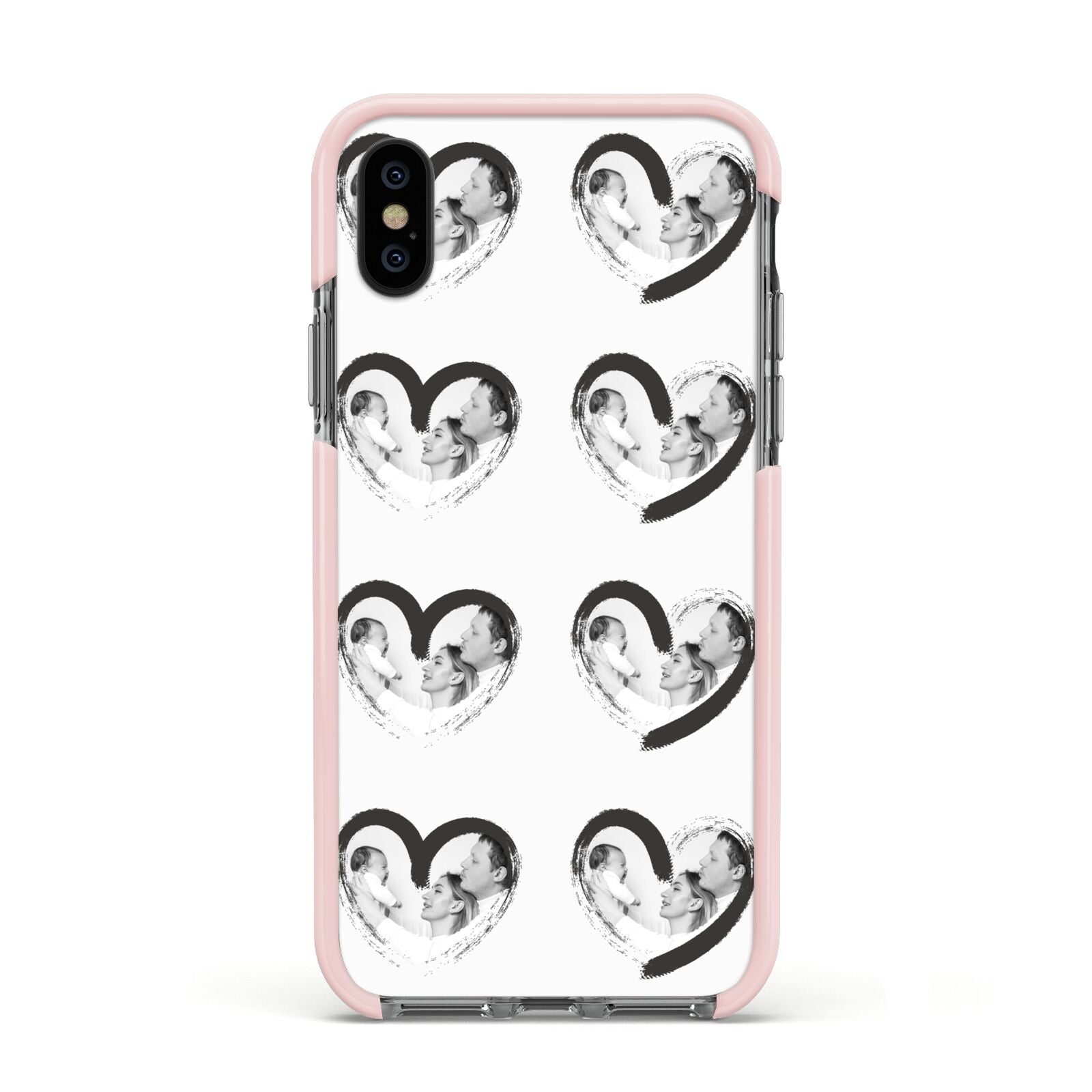 Valentines Day Photo Personalised Apple iPhone Xs Impact Case Pink Edge on Black Phone