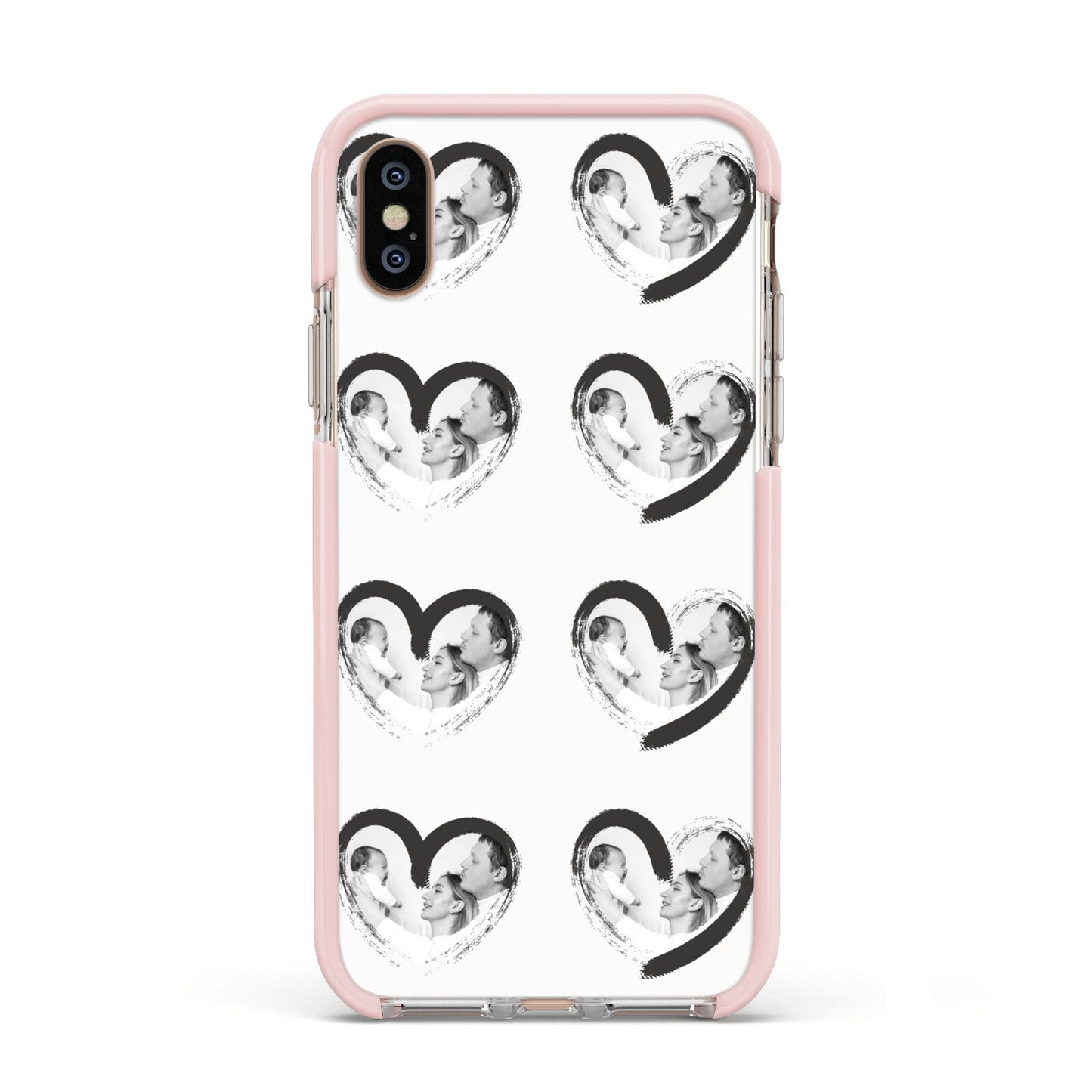 Valentines Day Photo Personalised Apple iPhone Xs Impact Case Pink Edge on Gold Phone