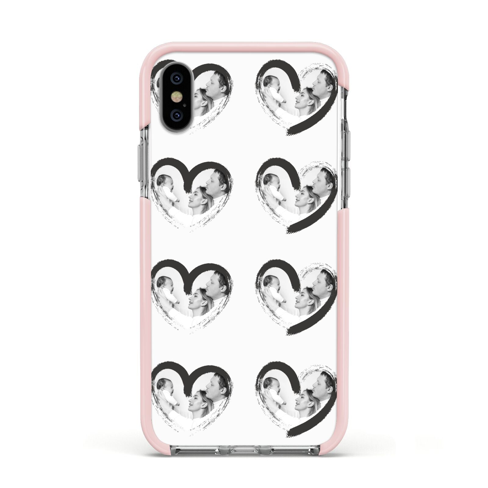 Valentines Day Photo Personalised Apple iPhone Xs Impact Case Pink Edge on Silver Phone