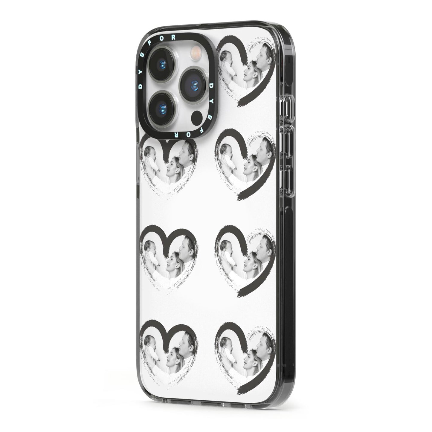 Valentines Day Photo Personalised iPhone 13 Pro Black Impact Case Side Angle on Silver phone