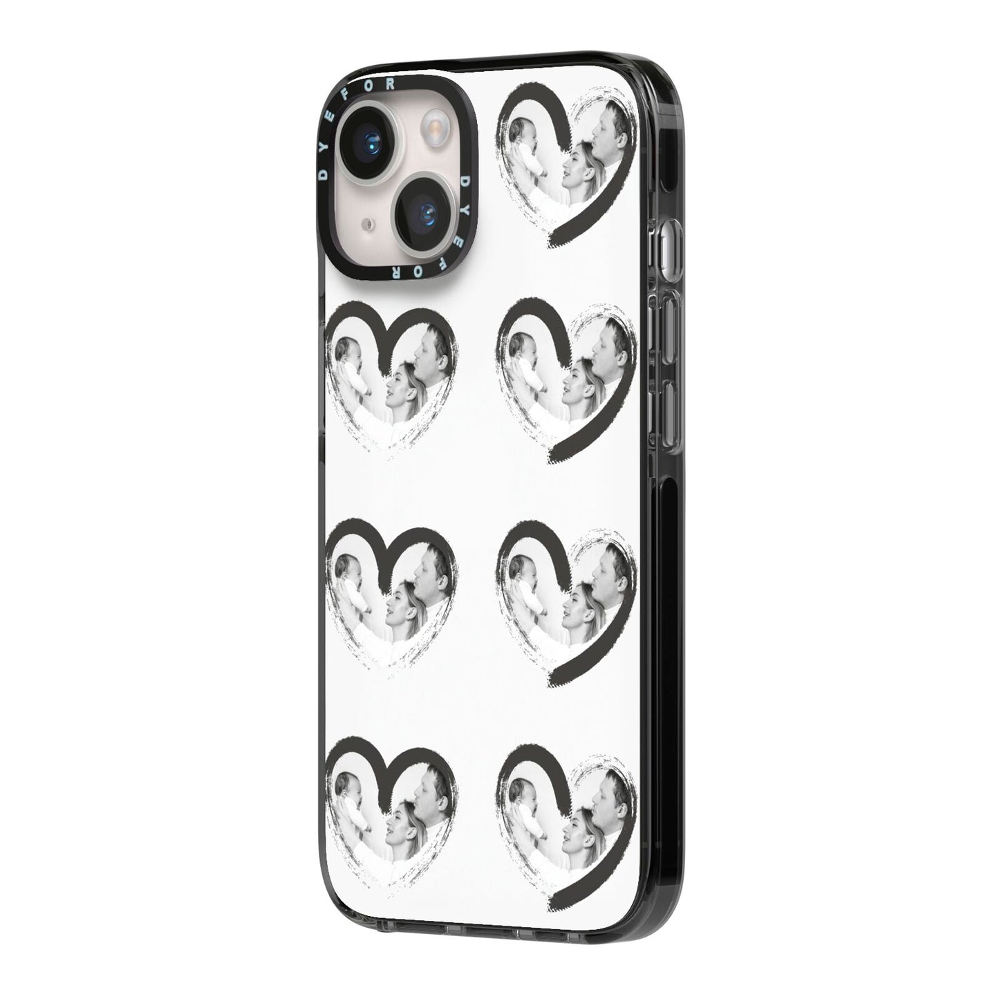Valentines Day Photo Personalised iPhone 14 Black Impact Case Side Angle on Silver phone