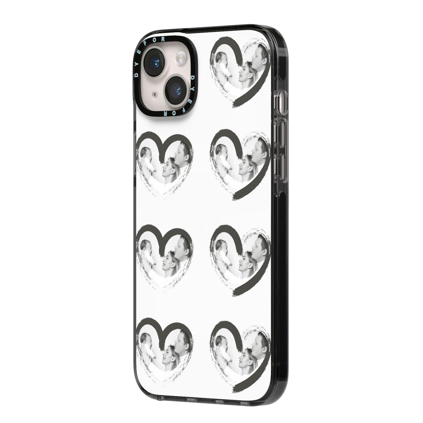 Valentines Day Photo Personalised iPhone 14 Plus Black Impact Case Side Angle on Silver phone