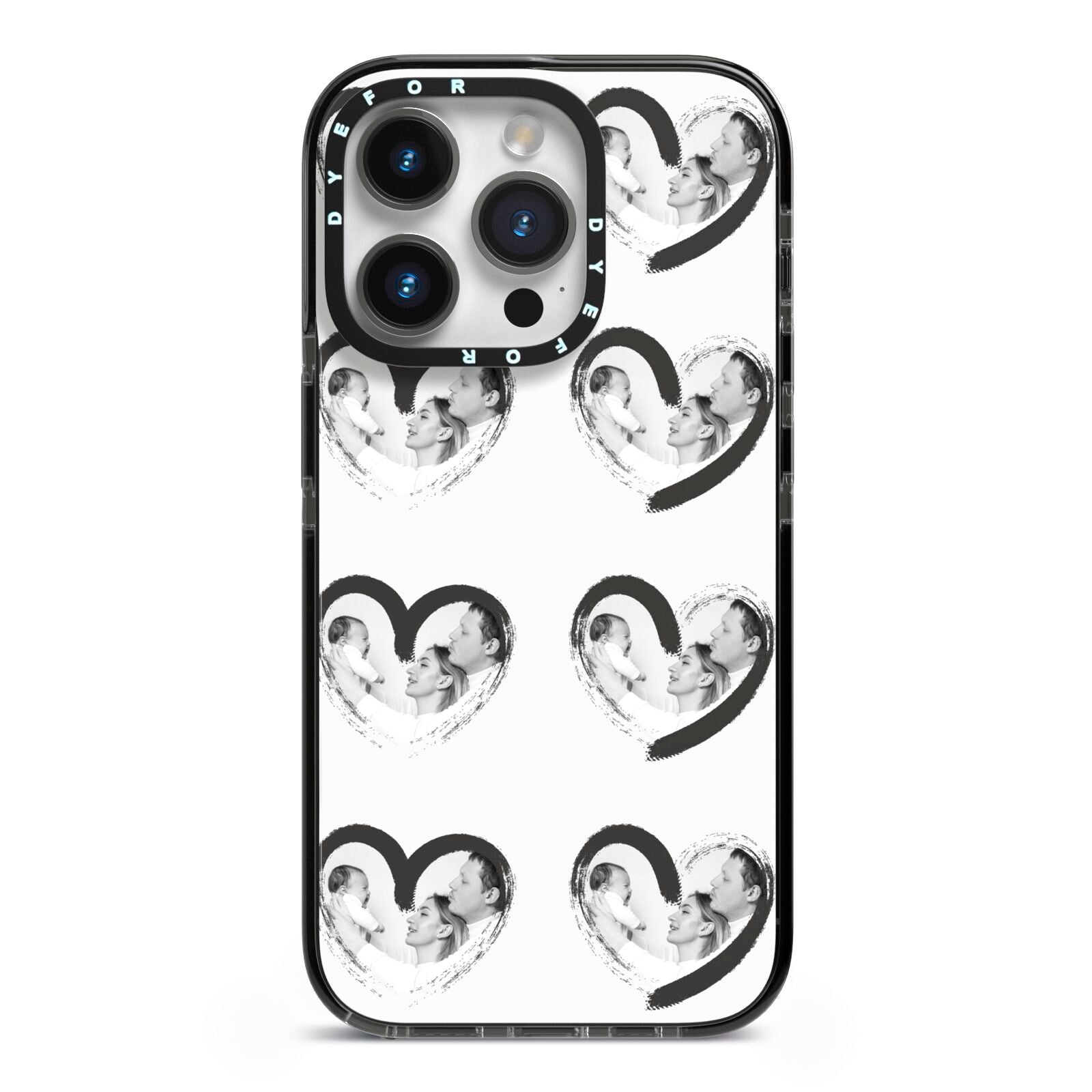 Valentines Day Photo Personalised iPhone 14 Pro Black Impact Case on Silver phone