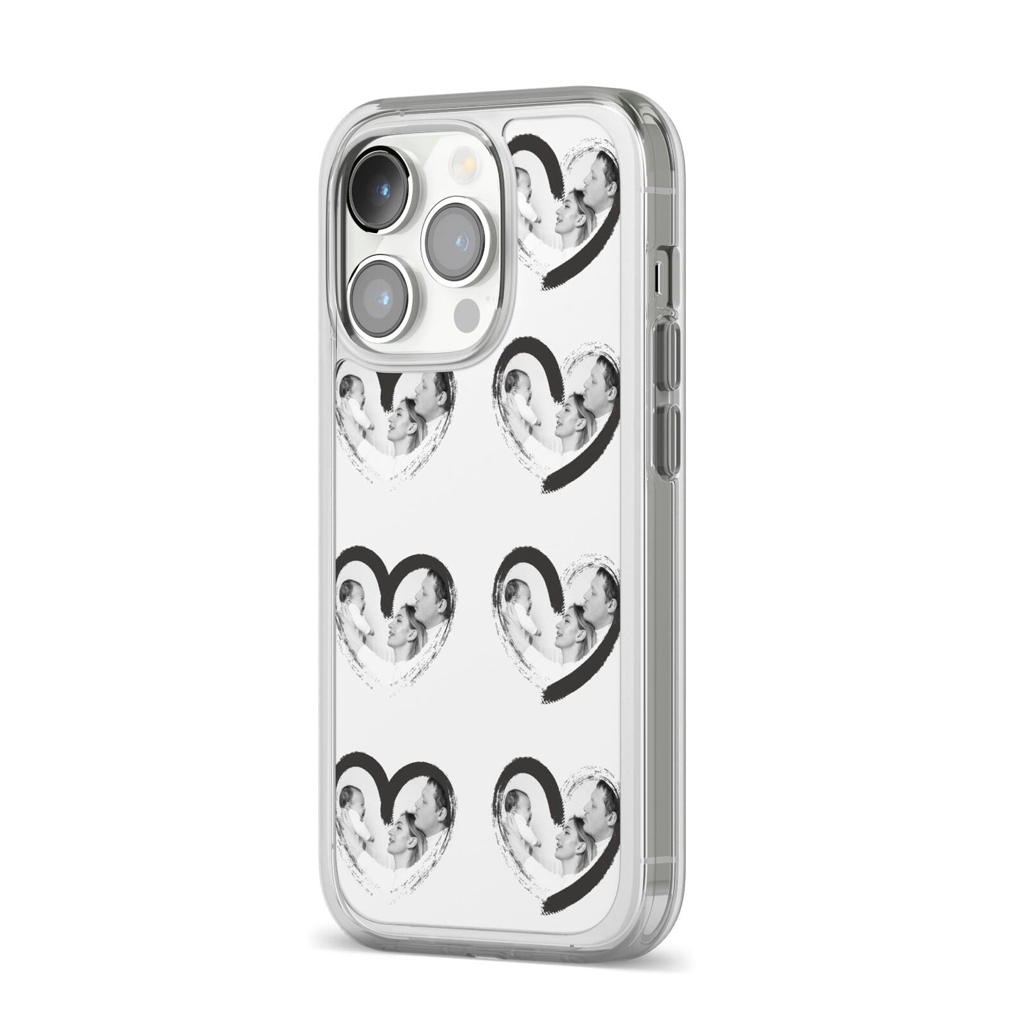 Valentines Day Photo Personalised iPhone 14 Pro Clear Tough Case Silver Angled Image