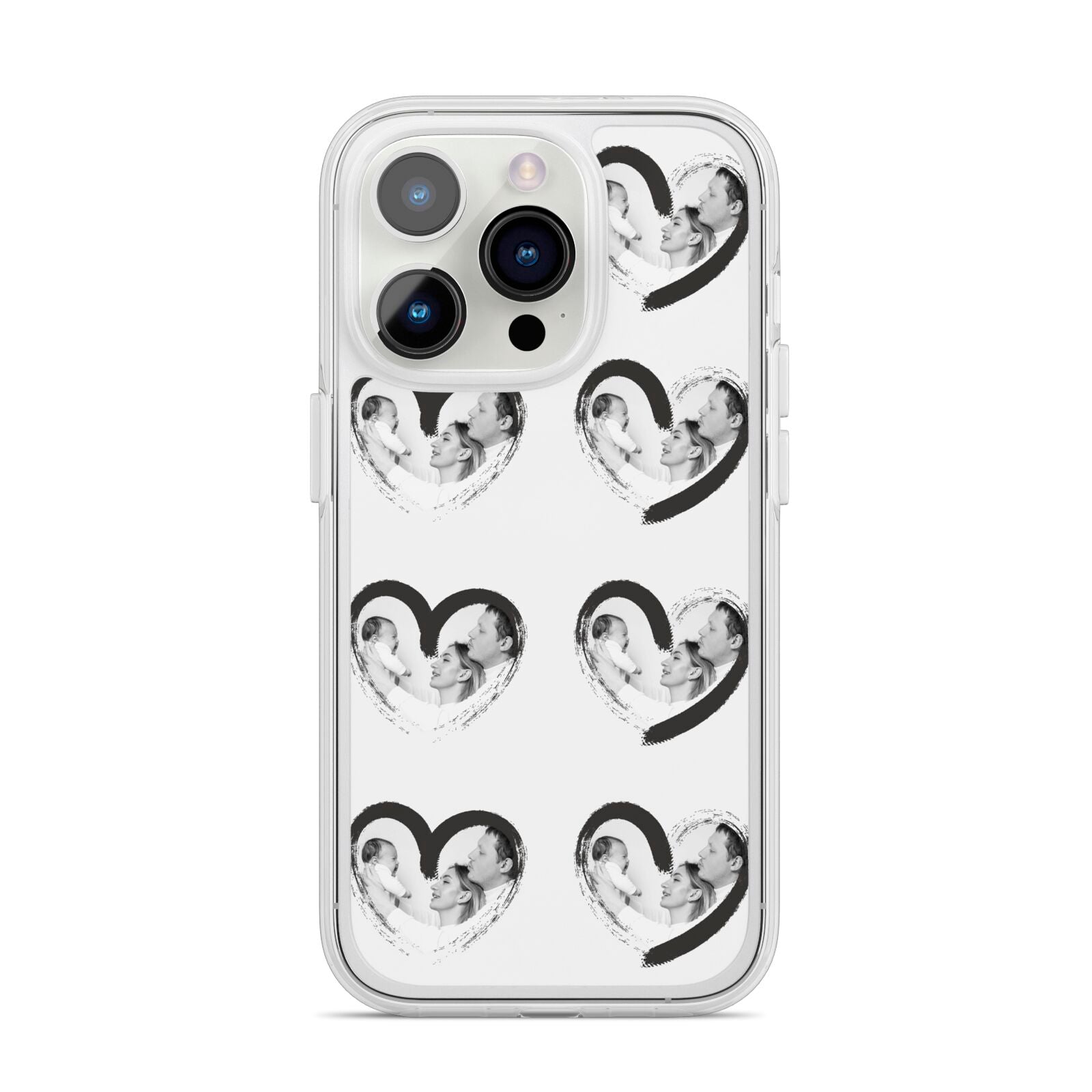 Valentines Day Photo Personalised iPhone 14 Pro Clear Tough Case Silver