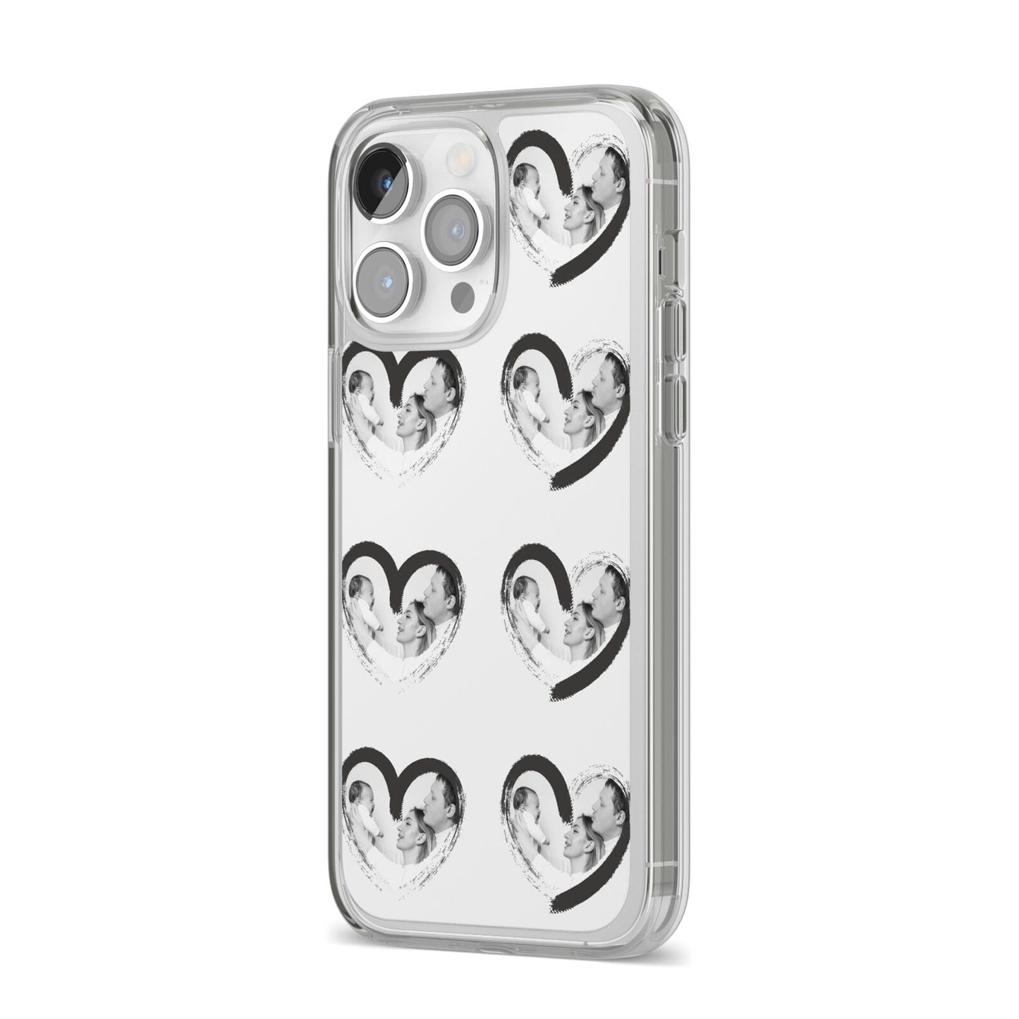Valentines Day Photo Personalised iPhone 14 Pro Max Clear Tough Case Silver Angled Image