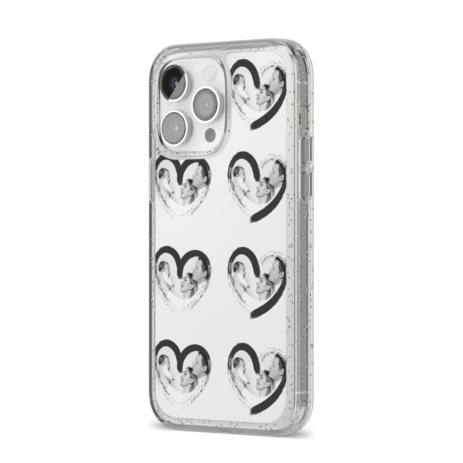 Valentines Day Photo Personalised iPhone 14 Pro Max Glitter Tough Case Silver Angled Image
