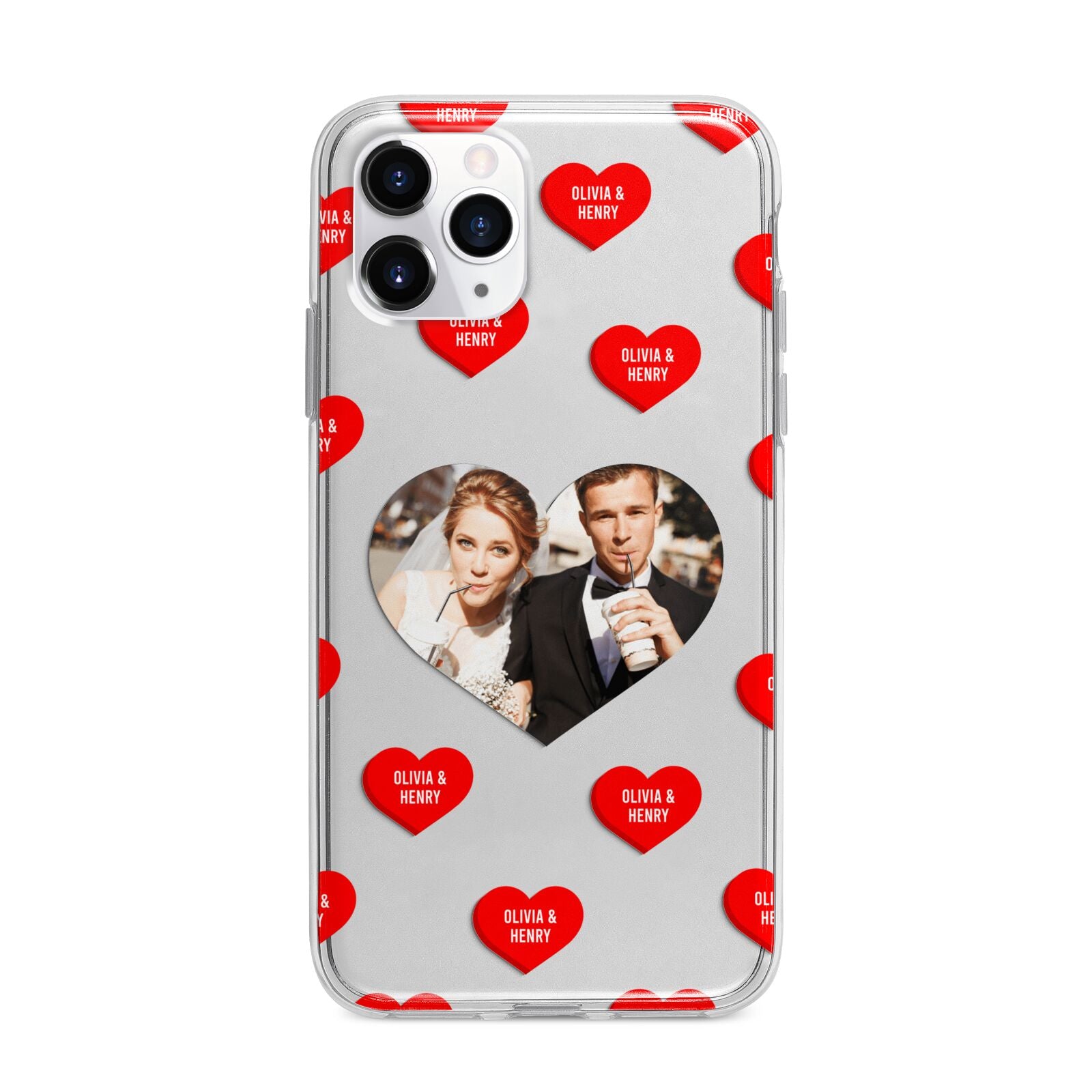 Valentines Day Photo Upload Apple iPhone 11 Pro Max in Silver with Bumper Case