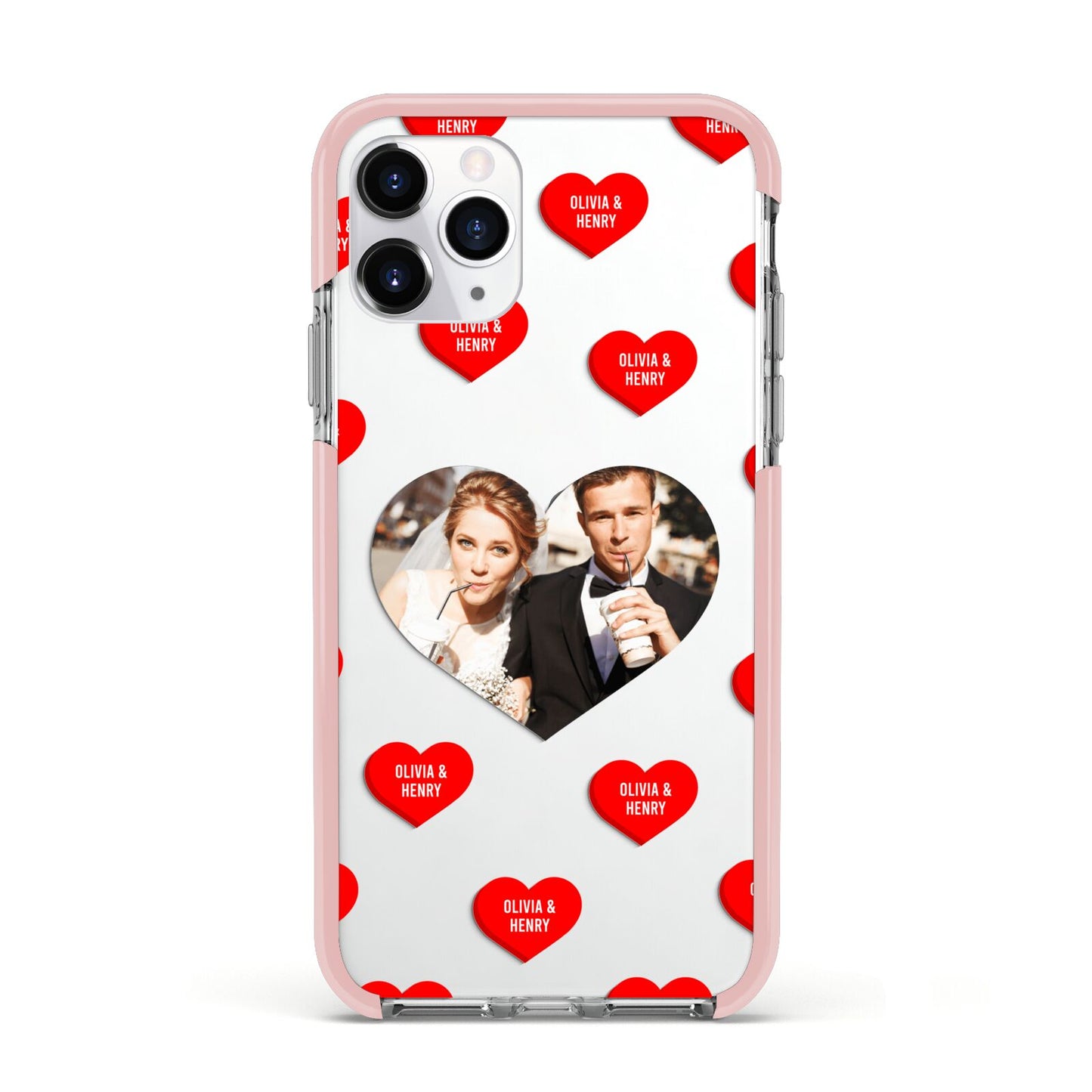 Valentines Day Photo Upload Apple iPhone 11 Pro in Silver with Pink Impact Case