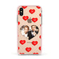 Valentines Day Photo Upload Apple iPhone Xs Impact Case Pink Edge on Gold Phone