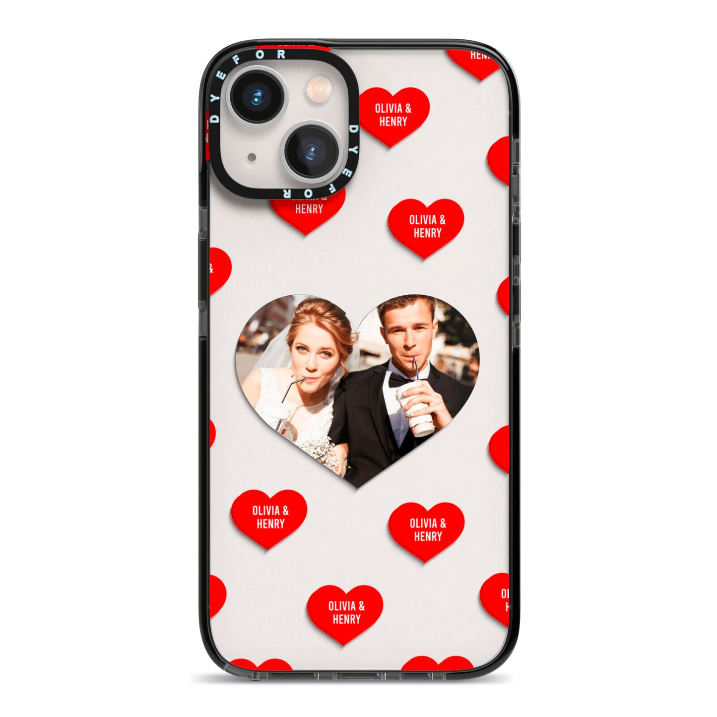 Valentines Day Photo Upload iPhone 13 Black Impact Case on Silver phone