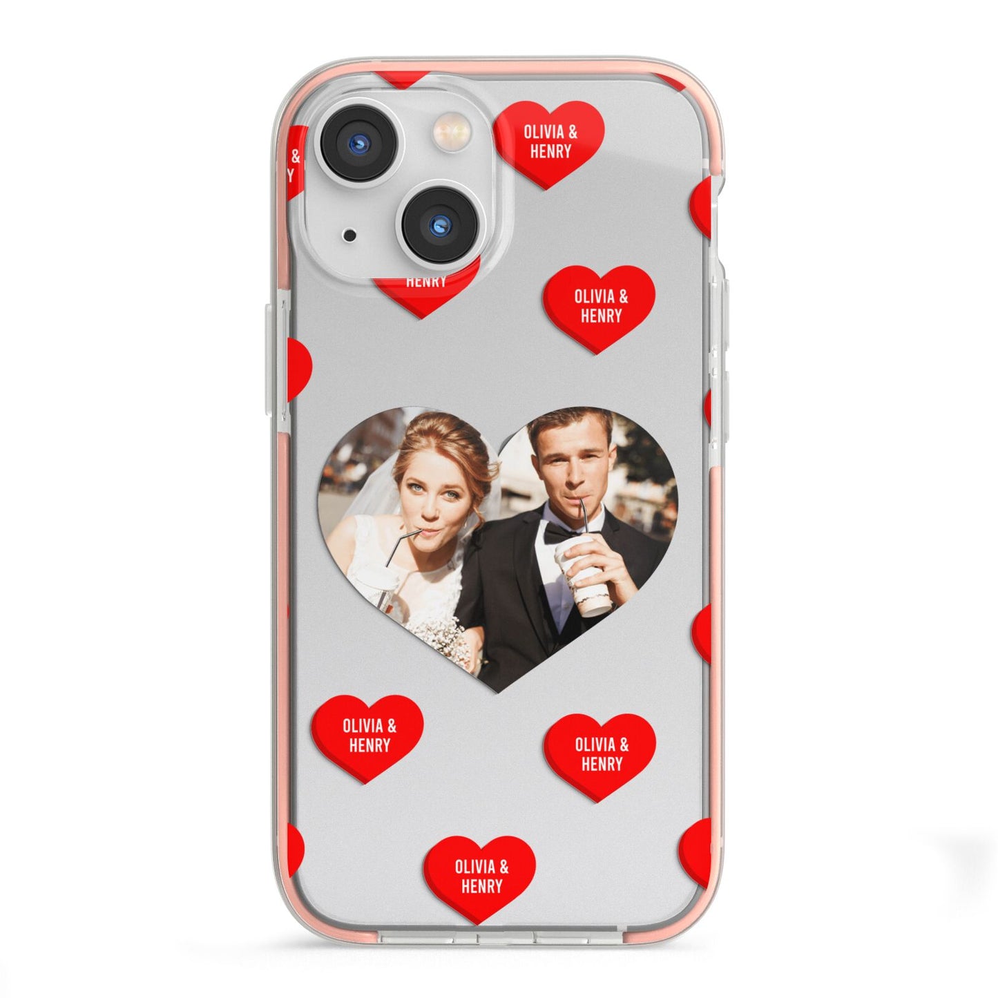 Valentines Day Photo Upload iPhone 13 Mini TPU Impact Case with Pink Edges