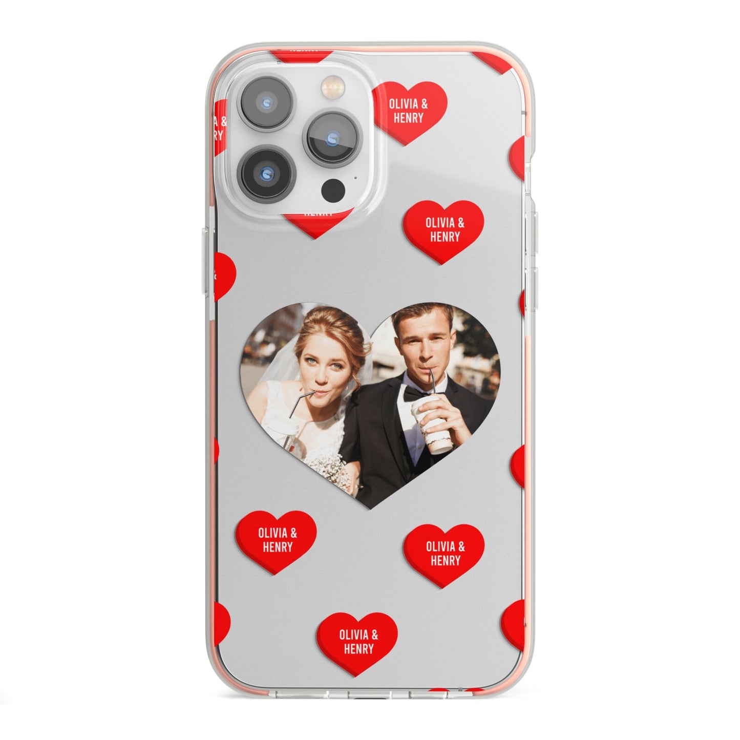 Valentines Day Photo Upload iPhone 13 Pro Max TPU Impact Case with Pink Edges