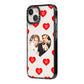 Valentines Day Photo Upload iPhone 14 Black Impact Case Side Angle on Silver phone