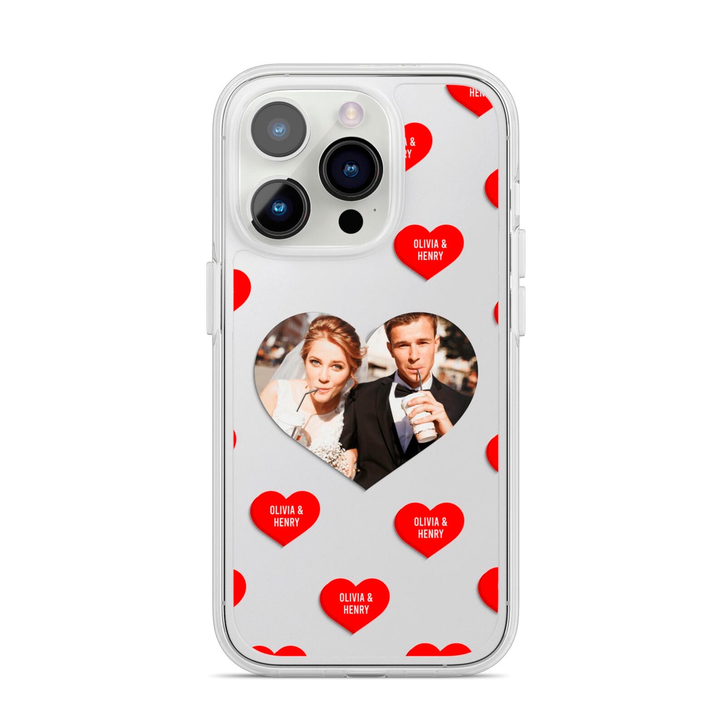 Valentines Day Photo Upload iPhone 14 Pro Clear Tough Case Silver