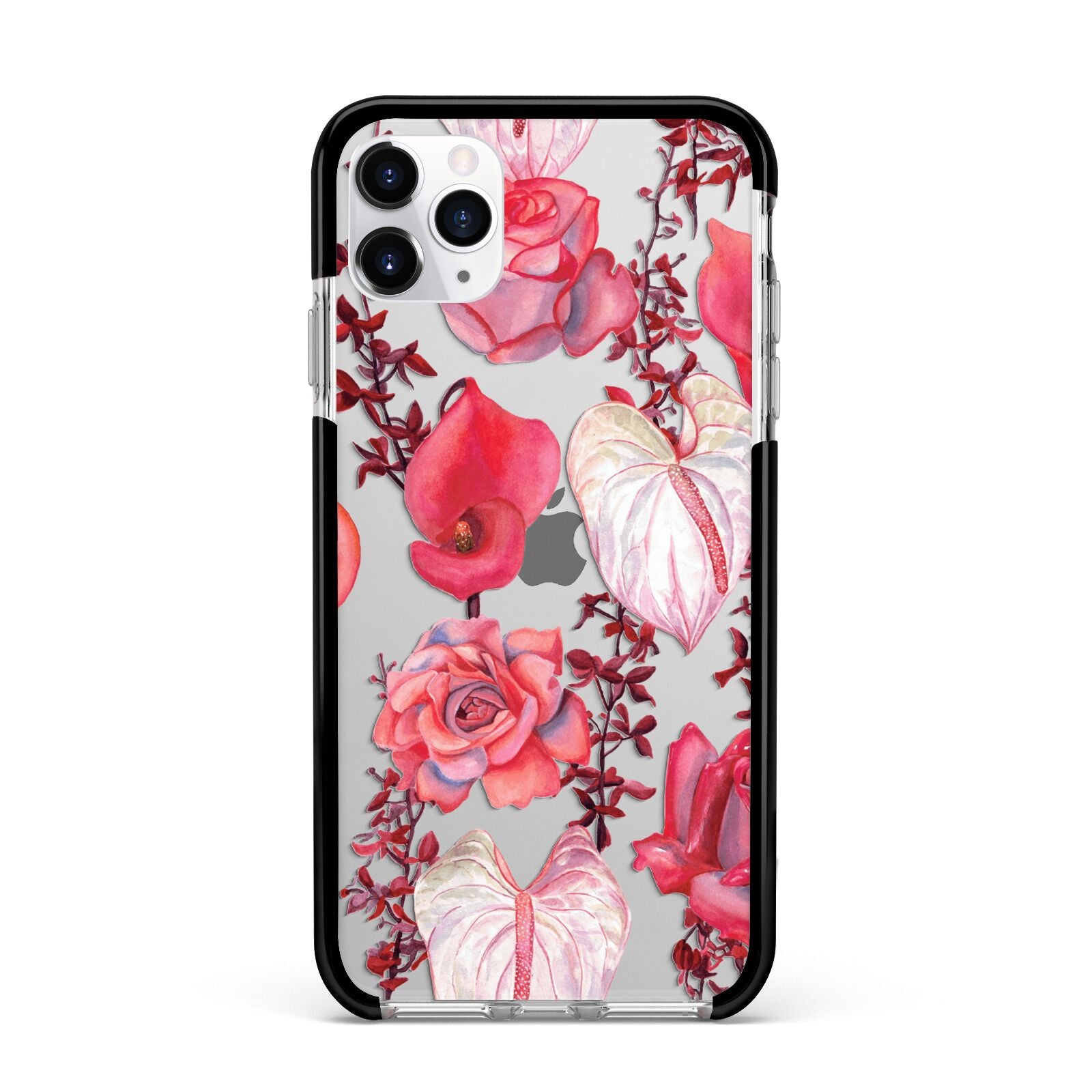 Valentines Flowers Apple iPhone 11 Pro Max in Silver with Black Impact Case