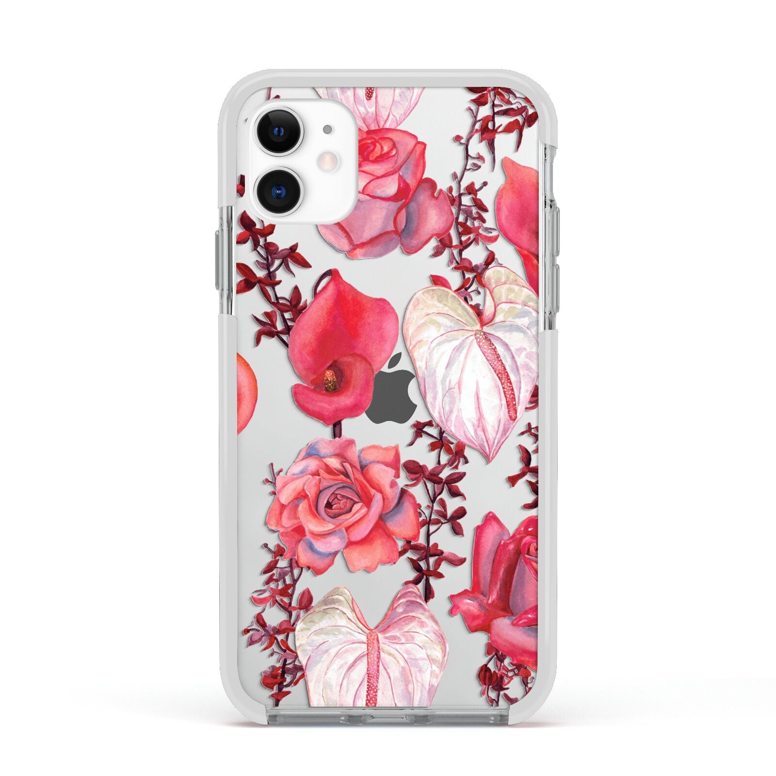 Valentines Flowers Apple iPhone 11 in White with White Impact Case