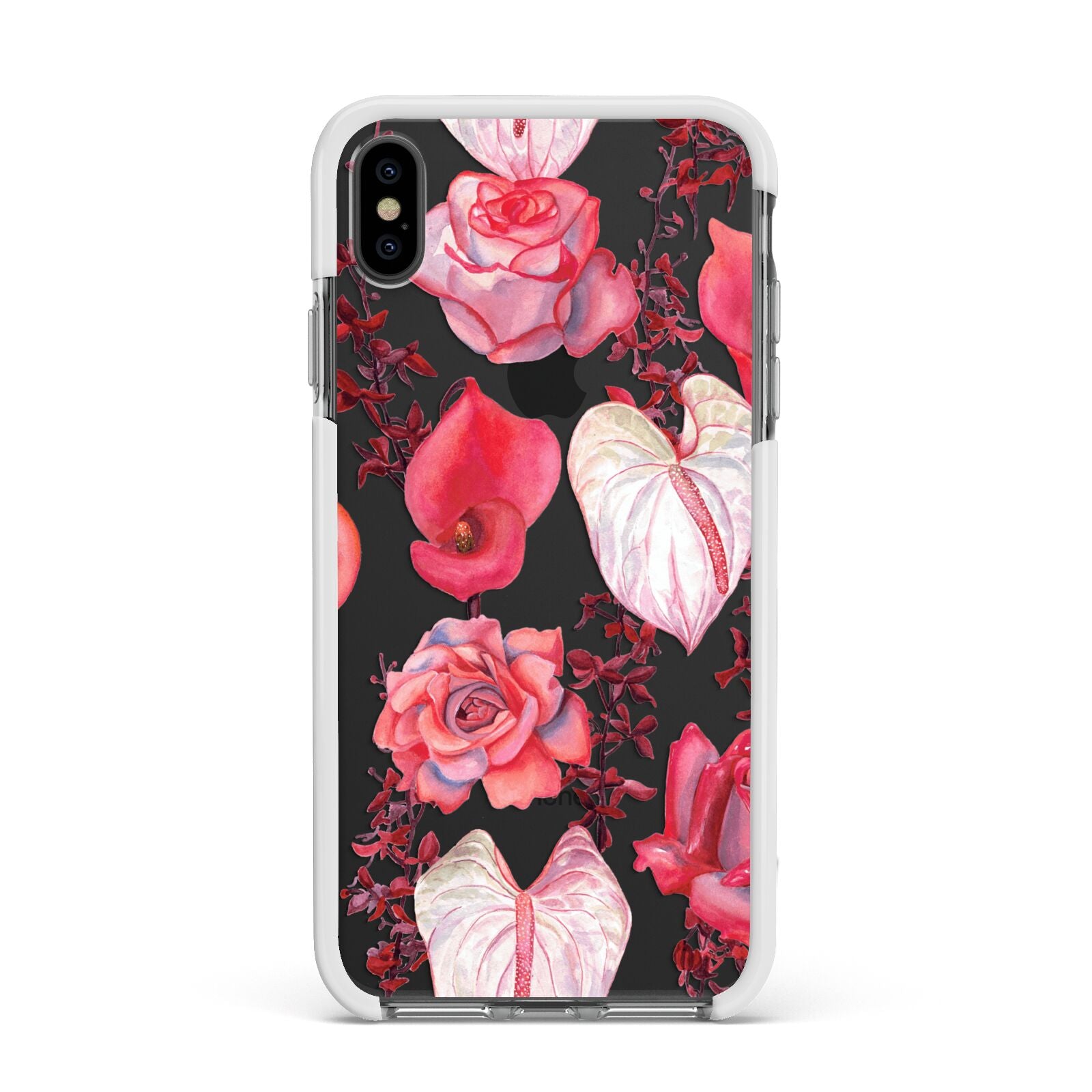 Valentines Flowers Apple iPhone Xs Max Impact Case White Edge on Black Phone