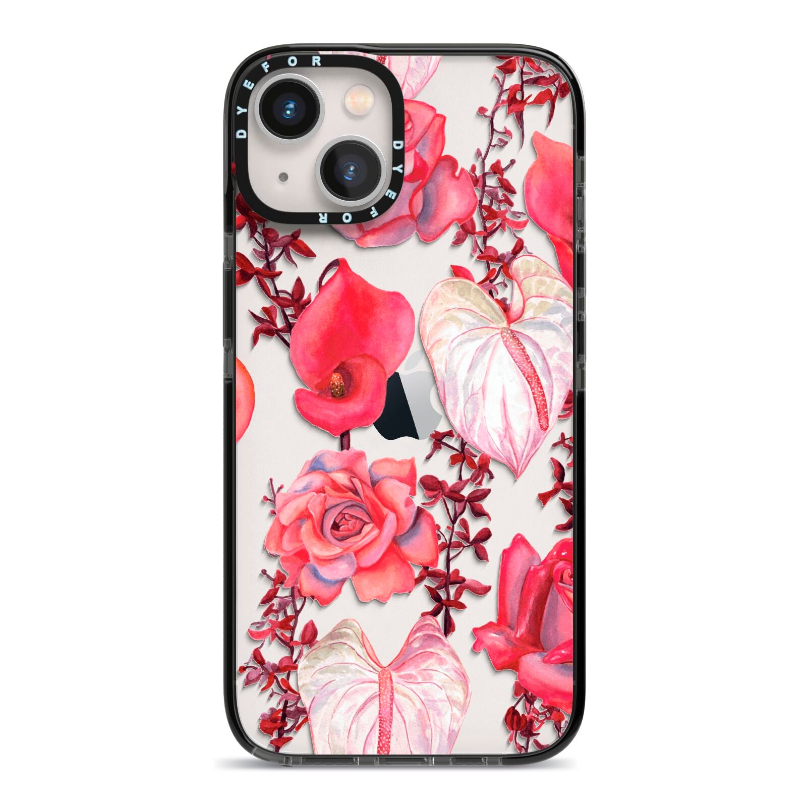 Valentines Flowers iPhone 13 Black Impact Case on Silver phone