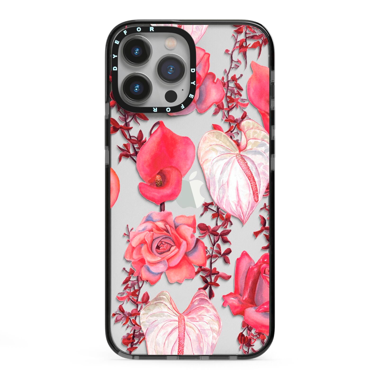 Valentines Flowers iPhone 13 Pro Max Black Impact Case on Silver phone