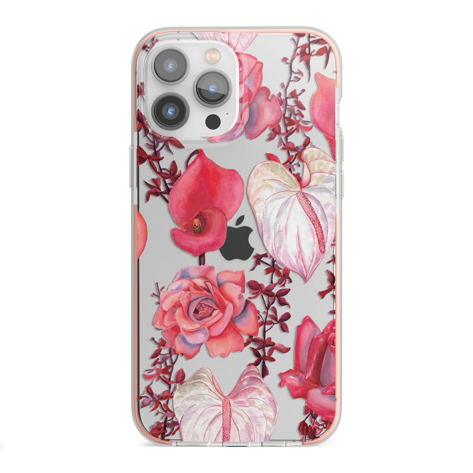 Valentines Flowers iPhone 13 Pro Max TPU Impact Case with Pink Edges