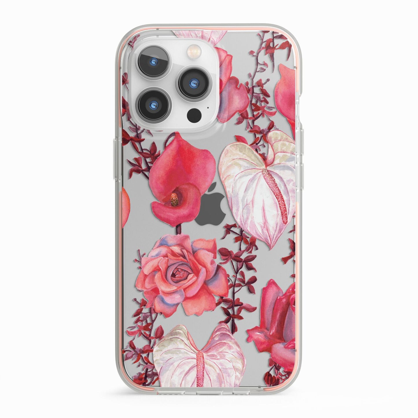 Valentines Flowers iPhone 13 Pro TPU Impact Case with Pink Edges