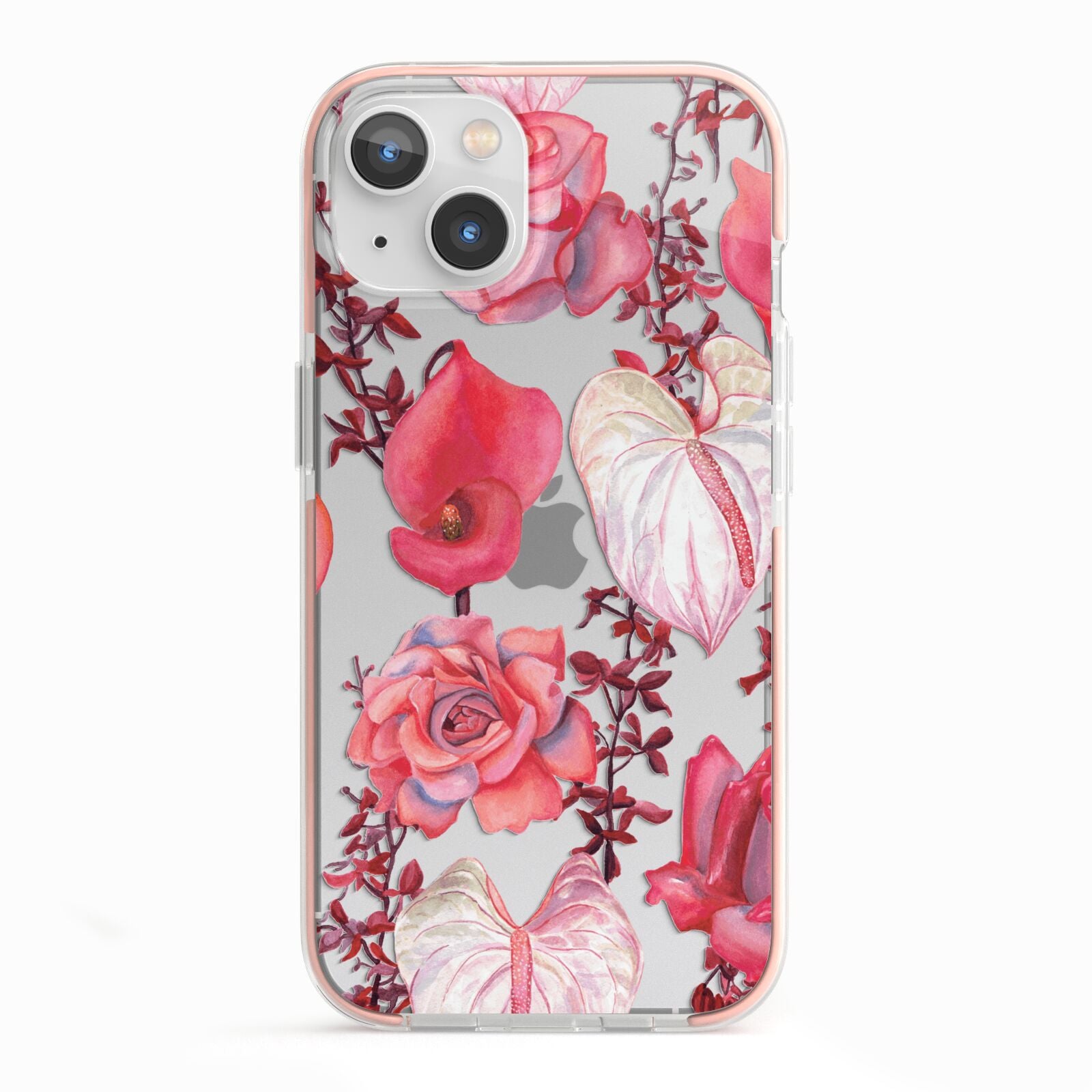 Valentines Flowers iPhone 13 TPU Impact Case with Pink Edges