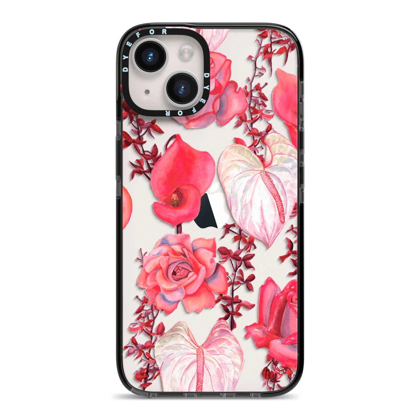 Valentines Flowers iPhone 14 Black Impact Case on Silver phone