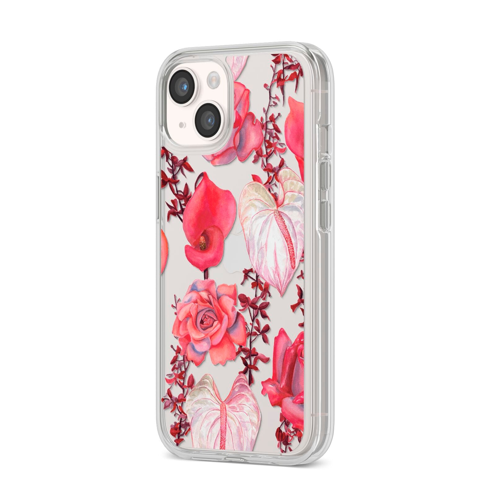 Valentines Flowers iPhone 14 Clear Tough Case Starlight Angled Image