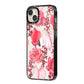 Valentines Flowers iPhone 14 Plus Black Impact Case Side Angle on Silver phone