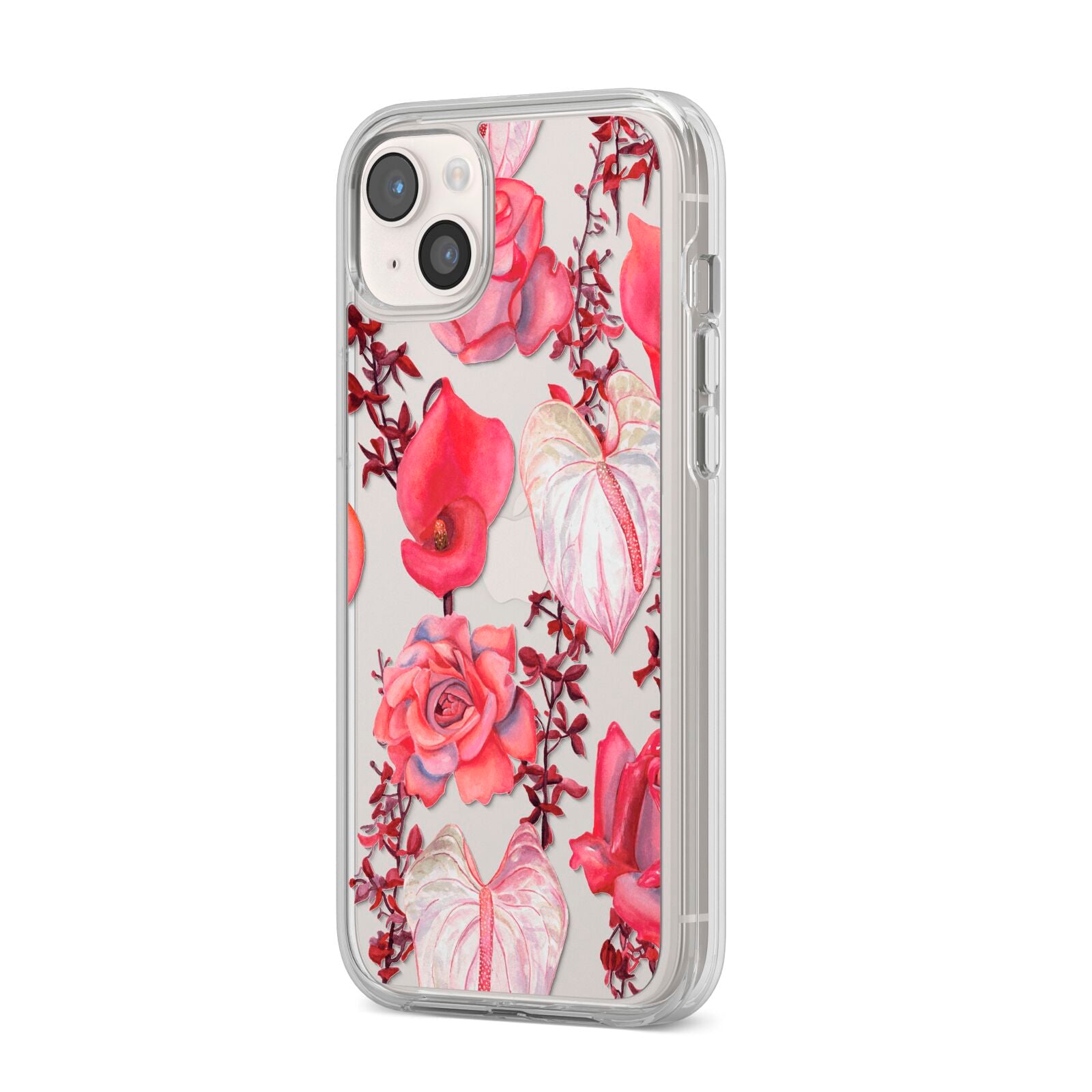 Valentines Flowers iPhone 14 Plus Clear Tough Case Starlight Angled Image