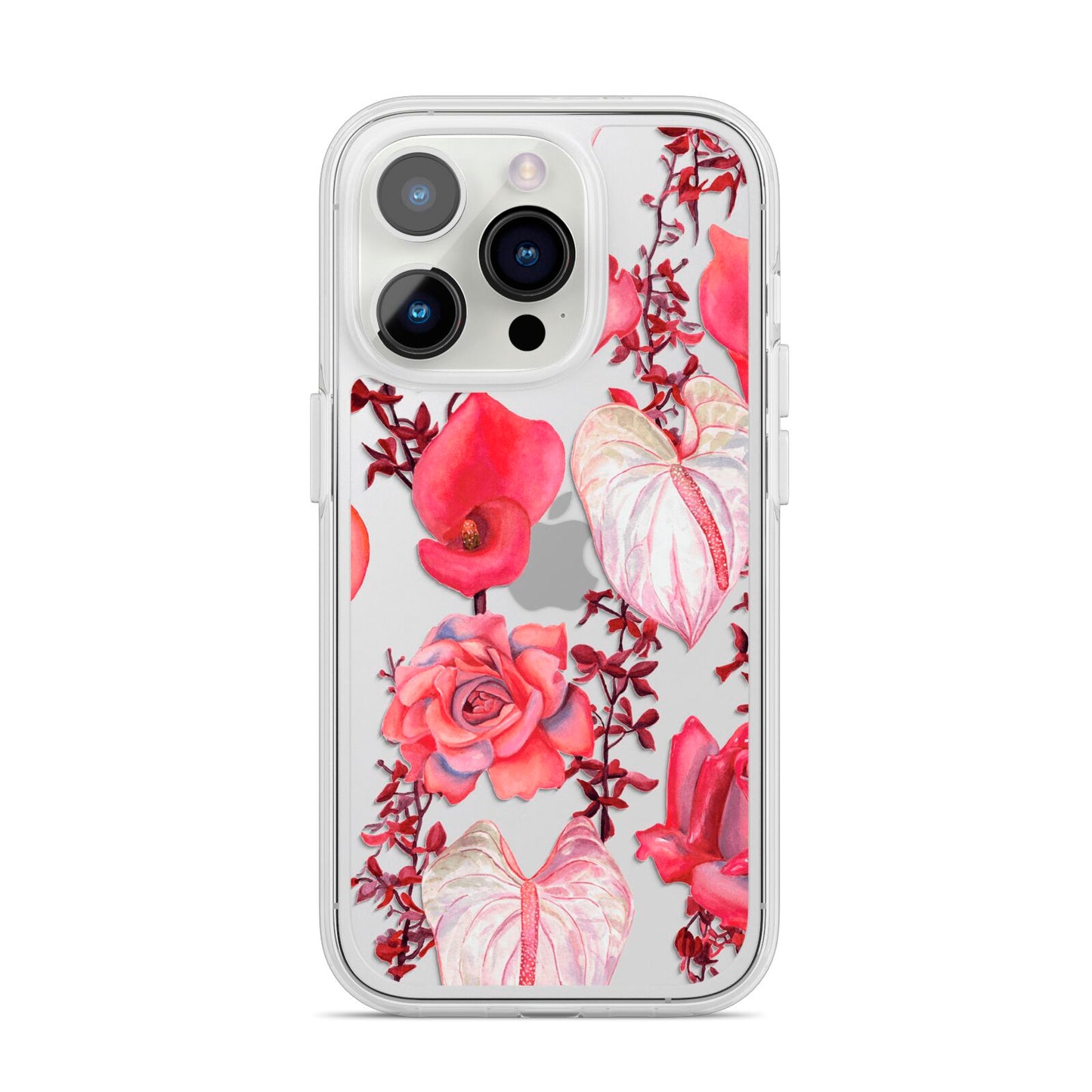 Valentines Flowers iPhone 14 Pro Clear Tough Case Silver