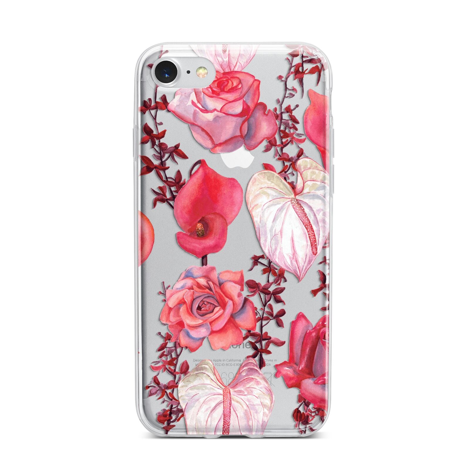 Valentines Flowers iPhone 7 Bumper Case on Silver iPhone