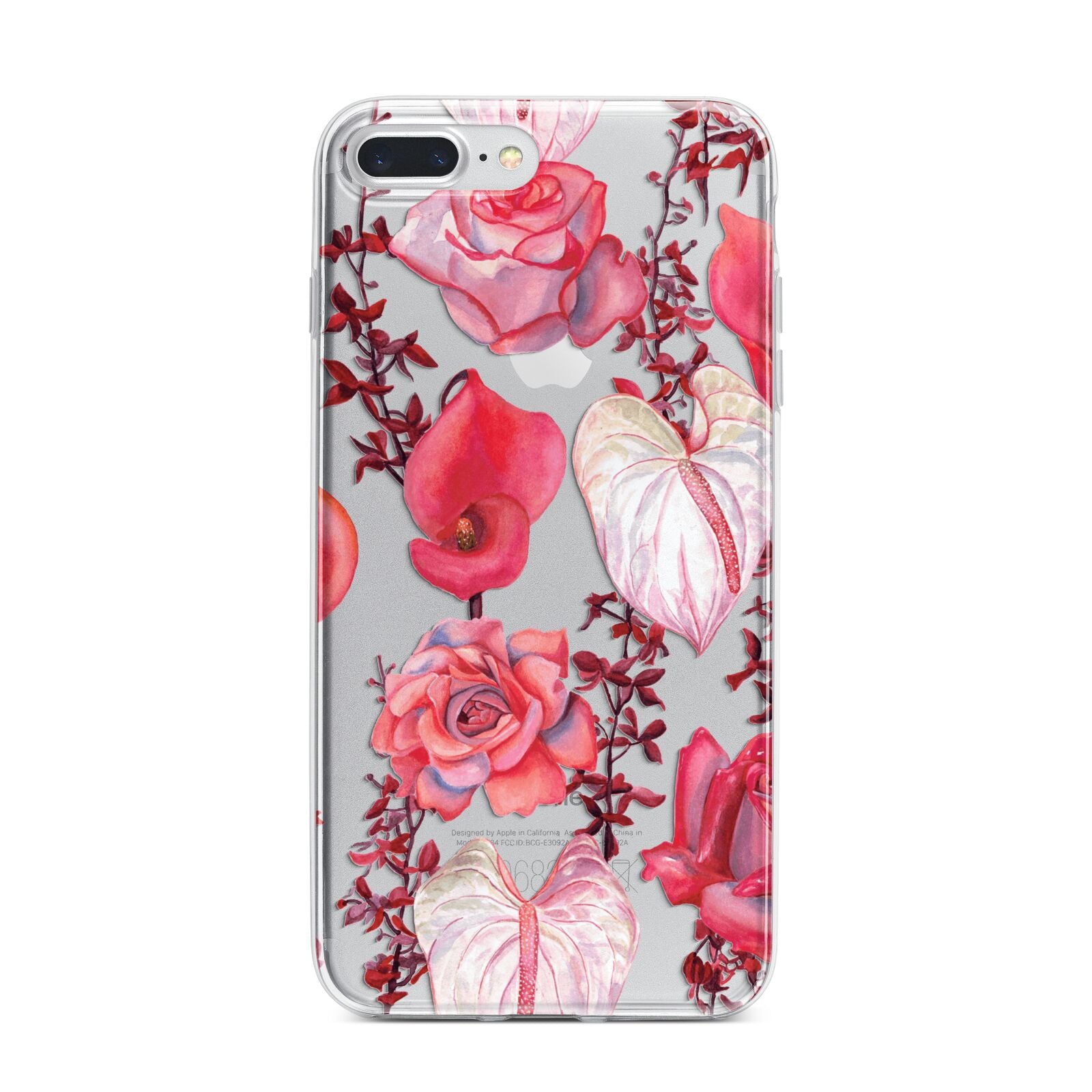 Valentines Flowers iPhone 7 Plus Bumper Case on Silver iPhone