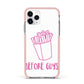 Valentines Fries Before Guys Apple iPhone 11 Pro in Silver with Pink Impact Case