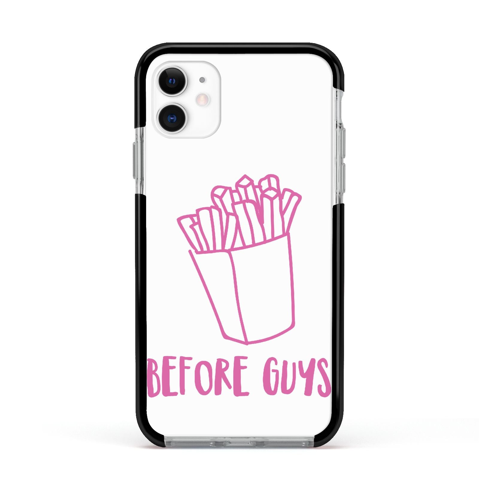 Valentines Fries Before Guys Apple iPhone 11 in White with Black Impact Case