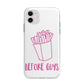 Valentines Fries Before Guys Apple iPhone 11 in White with Bumper Case