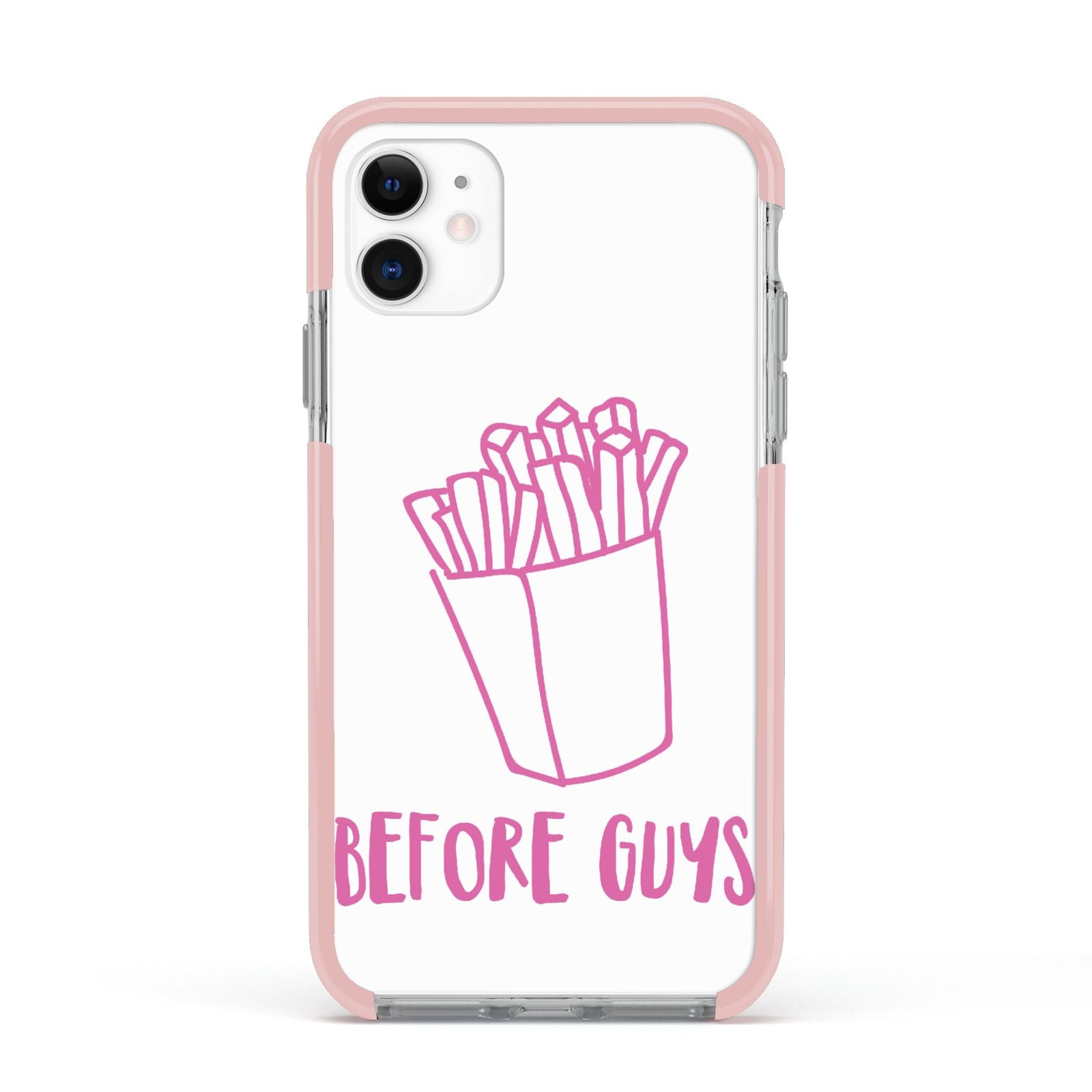 Valentines Fries Before Guys Apple iPhone 11 in White with Pink Impact Case