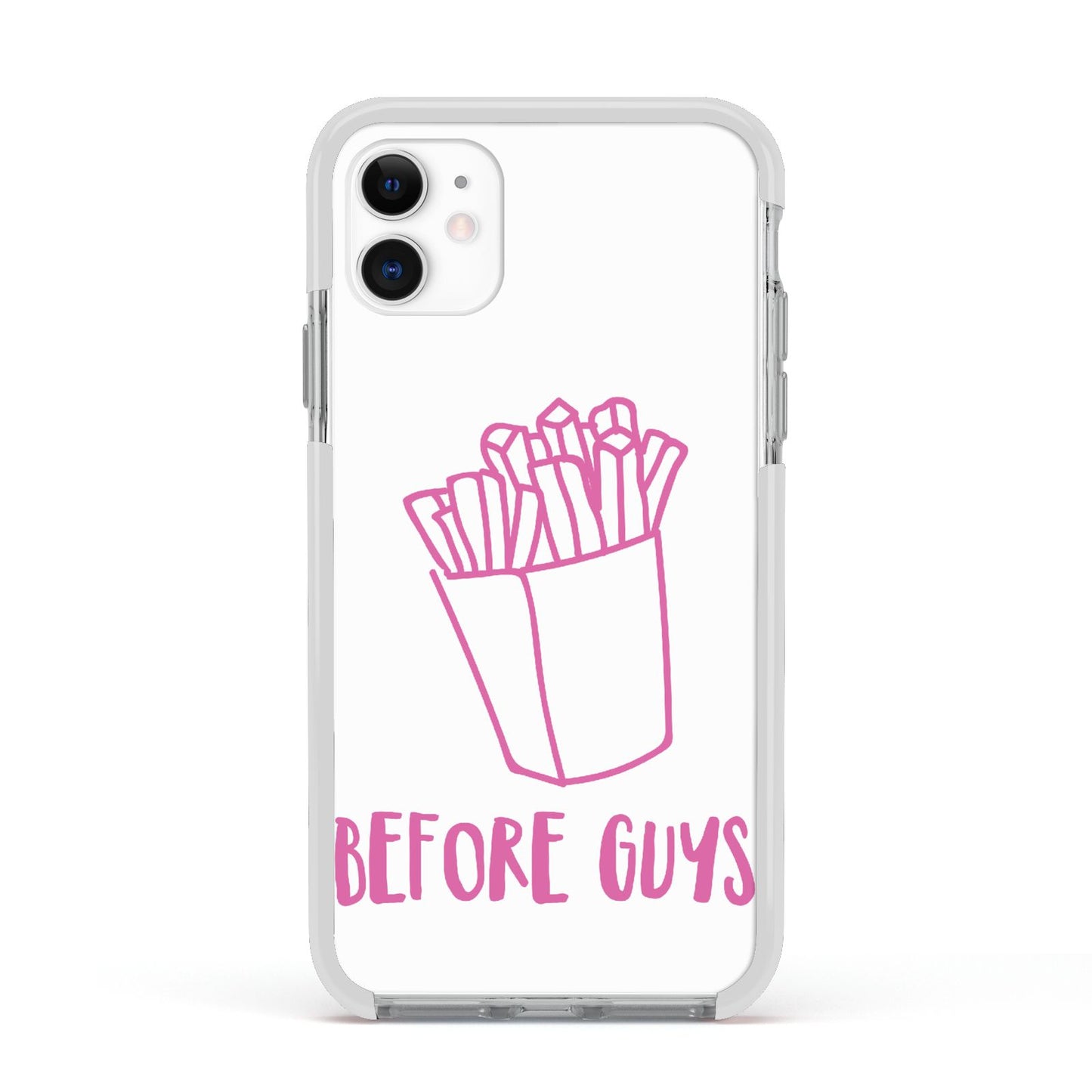 Valentines Fries Before Guys Apple iPhone 11 in White with White Impact Case