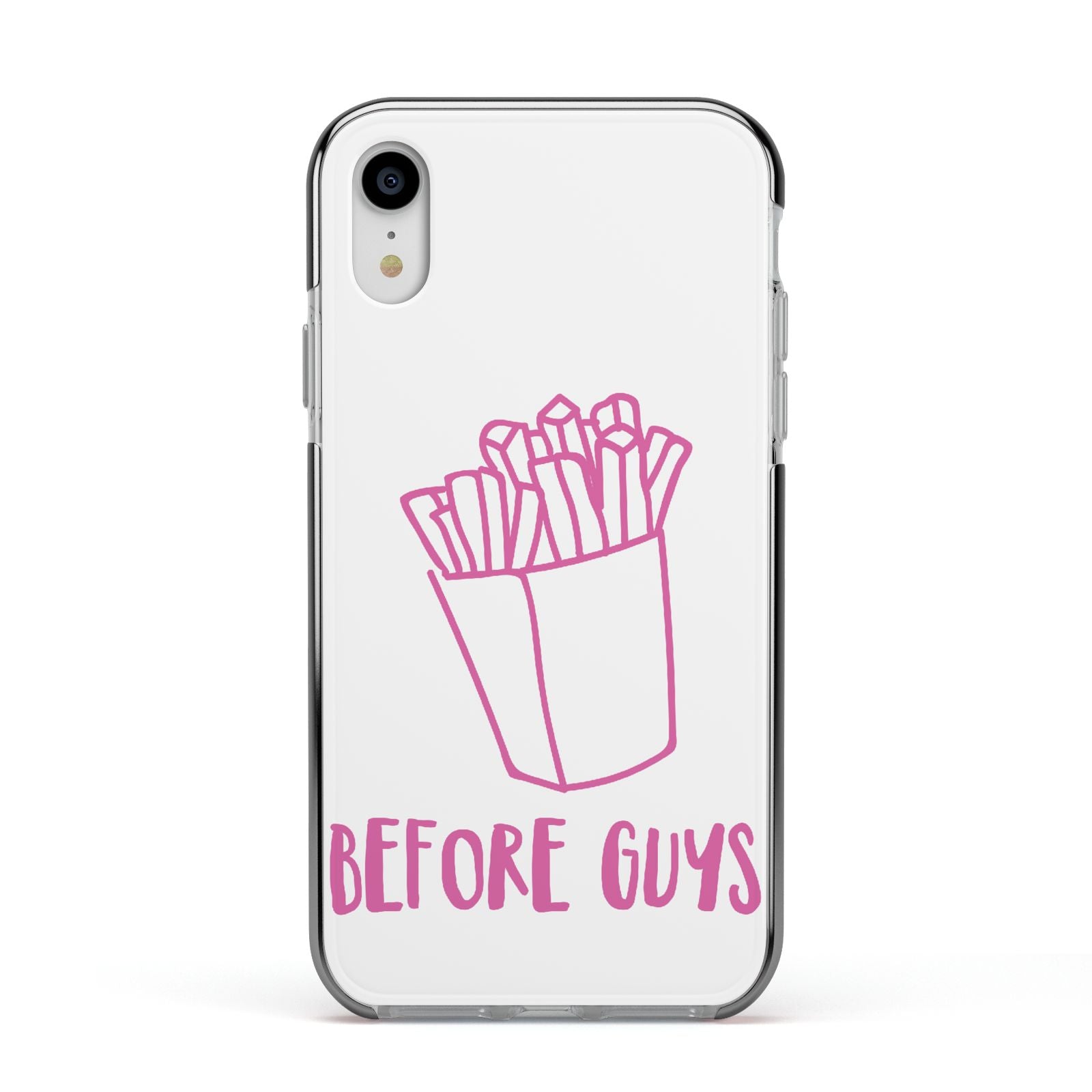Valentines Fries Before Guys Apple iPhone XR Impact Case Black Edge on Silver Phone