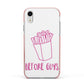 Valentines Fries Before Guys Apple iPhone XR Impact Case Pink Edge on Silver Phone