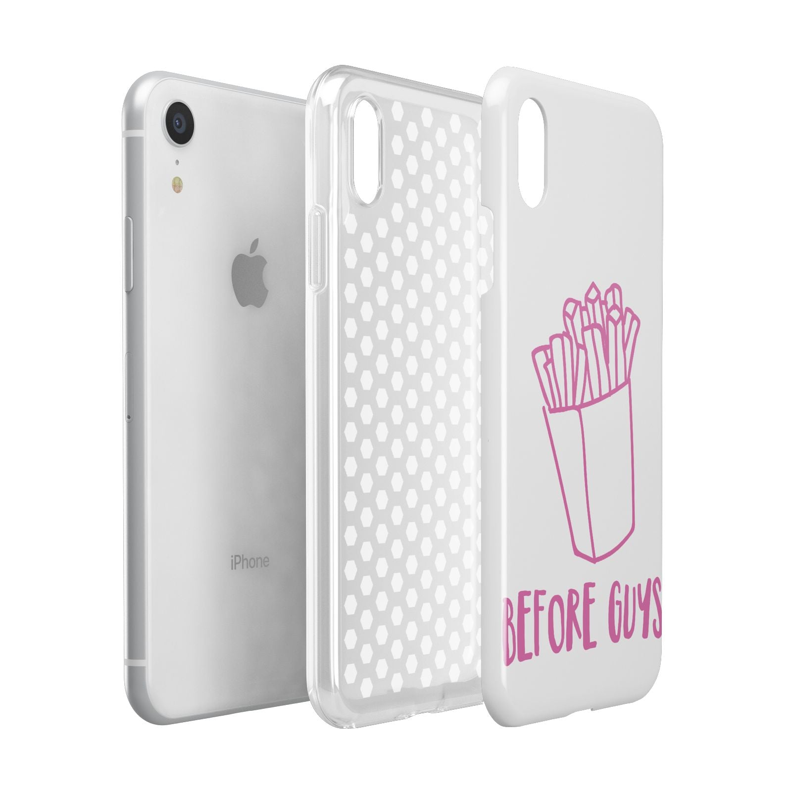 Valentines Fries Before Guys Apple iPhone XR White 3D Tough Case Expanded view