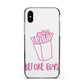 Valentines Fries Before Guys Apple iPhone Xs Impact Case Black Edge on Silver Phone