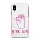 Valentines Fries Before Guys Apple iPhone Xs Impact Case Pink Edge on Gold Phone