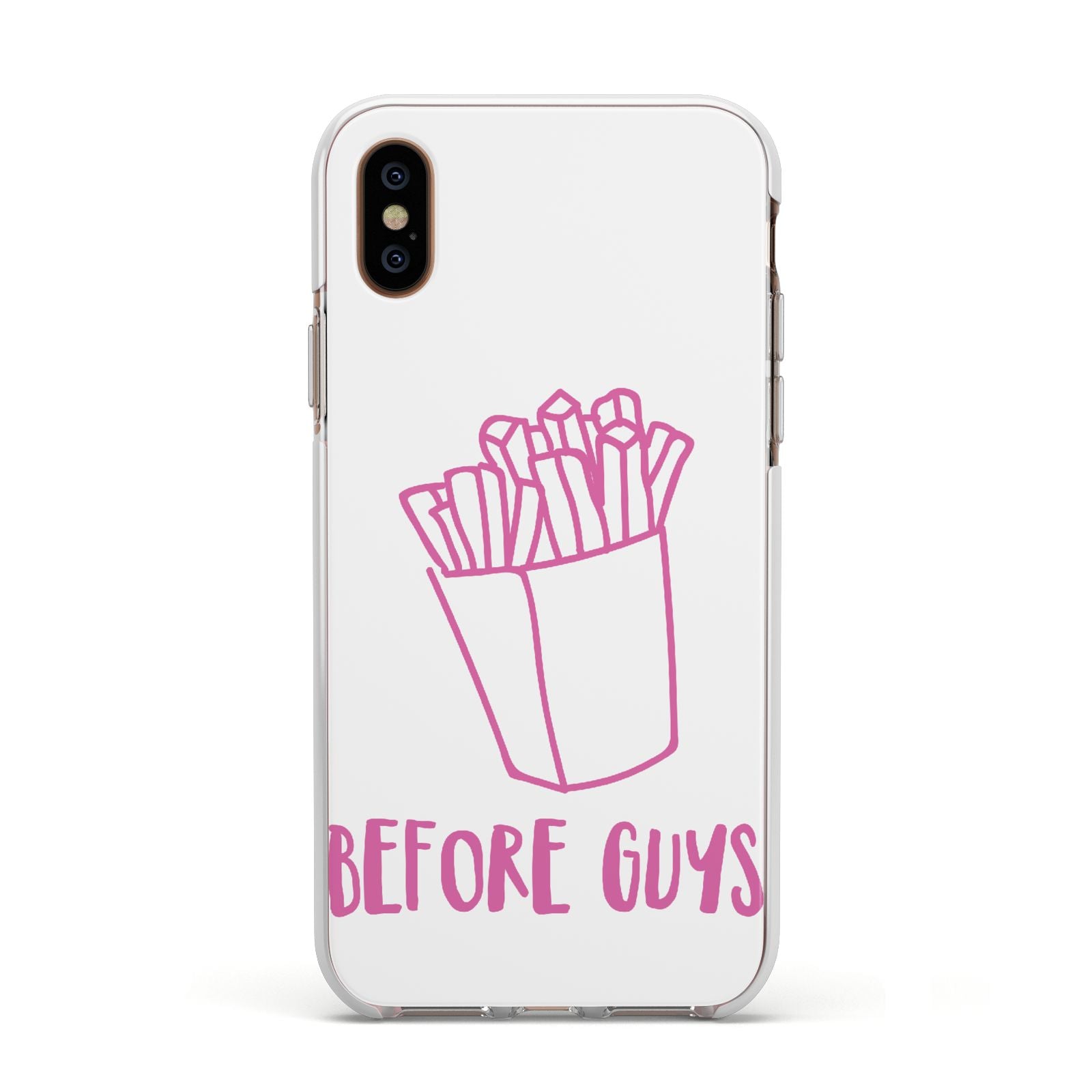 Valentines Fries Before Guys Apple iPhone Xs Impact Case White Edge on Gold Phone
