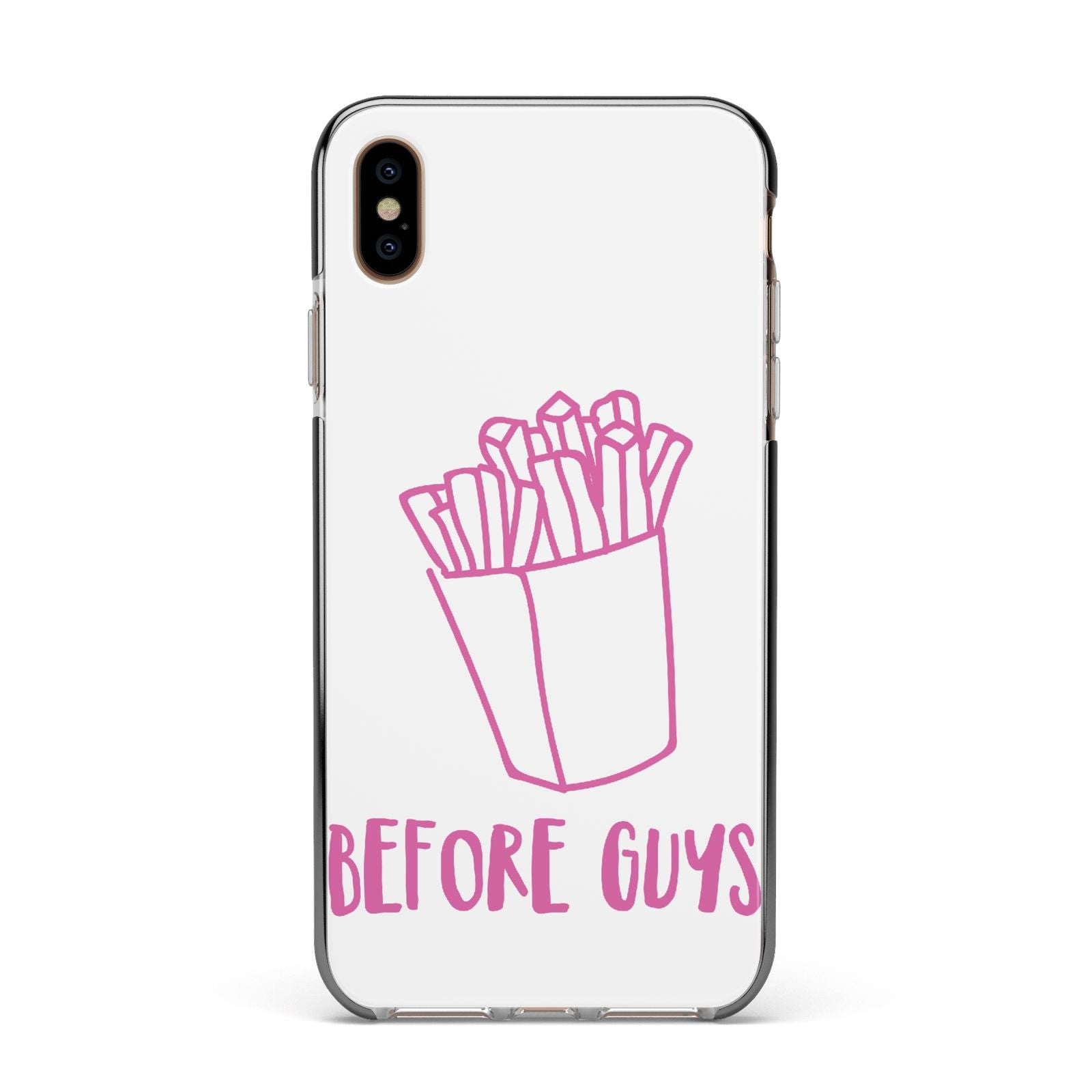 Valentines Fries Before Guys Apple iPhone Xs Max Impact Case Black Edge on Gold Phone